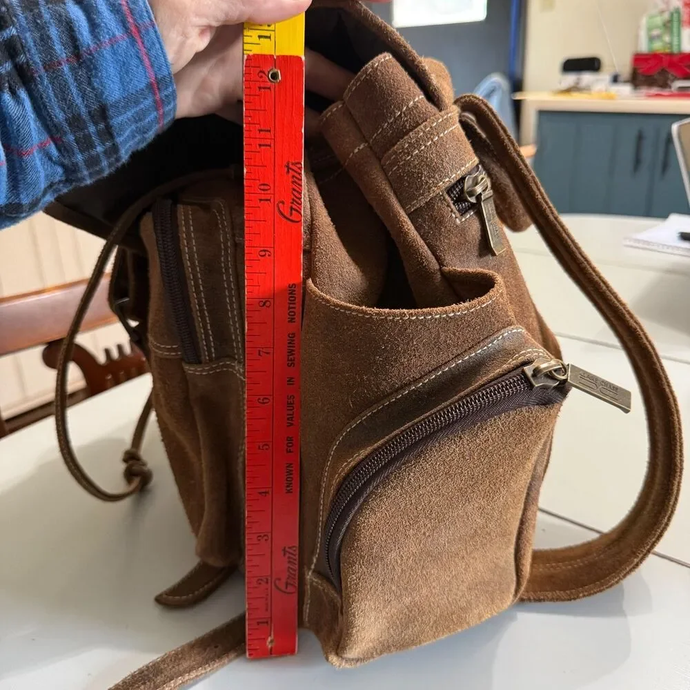 Claire Chase JEG Distressed Genuine Nubuck Brown Leather Urban City Backpack Bag
